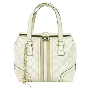 Authentic Gucci Shimmer Leather Handbag Doctor's Bag Ivory 146002 Bag Pre-owned